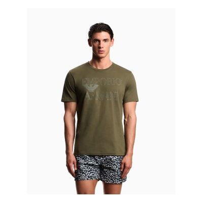 Giorgio Armani Emporio Armani für Herren. EM000574_AF20434 Grünes Baumwoll-T-Shirt (M), Lässig, Baumwolle, Kurzarm Giorgio Armani Emporio Armani für Herren. EM000574_AF20434 Grünes Baumwoll-T-Shirt (M), Lässig, Baumwolle, Kurzarm