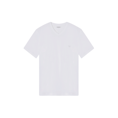 Giorgio Armani Emporio Armani für Herren. EM000378_AF20672 T-Shirt V-Ausschnitt weiß (M), Lässig, Baumwolle, Kurzarm Giorgio Armani Emporio Armani für Herren. EM000378_AF20672 T-Shirt V-Ausschnitt weiß (M), Lässig, Baumwolle, Kurzarm