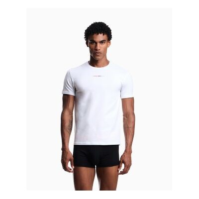 Giorgio Armani Emporio Armani für Herren. EM000379_AF19898 Regenbogen-T-Shirt weiß (M), Lässig, Baumwolle, Kurzarm Giorgio Armani Emporio Armani für Herren. EM000379_AF19898 Regenbogen-T-Shirt weiß (M), Lässig, Baumwolle, Kurzarm