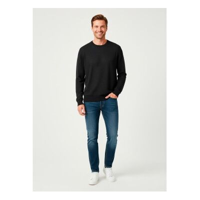 Family First für Herren. SWF2502 Logo-Pullover schwarz (S), Lässig, Wolle Family First für Herren. SWF2502 Logo-Pullover schwarz (S), Lässig, Wolle