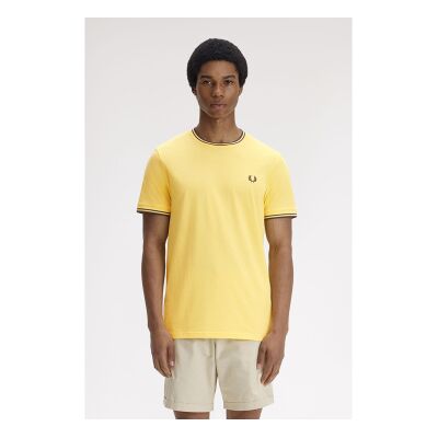 Fred Perry für Herren. M1588 Twin Tipped T-Shirt gelb (L), Lässig, Baumwolle, Kurzarm Fred Perry für Herren. M1588 Twin Tipped T-Shirt gelb (L), Lässig, Baumwolle, Kurzarm