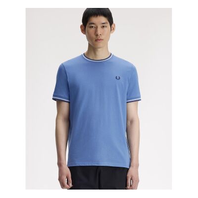 Fred Perry für Herren. M1588 Twin Tipped T-Shirt blau (M), Lässig, Baumwolle, Kurzarm Fred Perry für Herren. M1588 Twin Tipped T-Shirt blau (M), Lässig, Baumwolle, Kurzarm