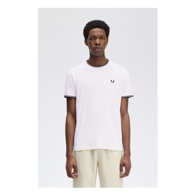 Fred Perry für Herren. M1588 Twin Tipped T-Shirt weiß (XXL), Lässig, Baumwolle, Kurzarm Fred Perry für Herren. M1588 Twin Tipped T-Shirt weiß (XXL), Lässig, Baumwolle, Kurzarm