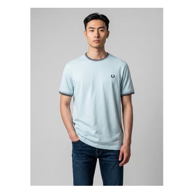 Fred Perry für Herren. M1588 T-shirt Twin Tipped blau (XL), Lässig, Baumwolle, Kurzarm Fred Perry für Herren. M1588 T-shirt Twin Tipped blau (XL), Lässig, Baumwolle, Kurzarm