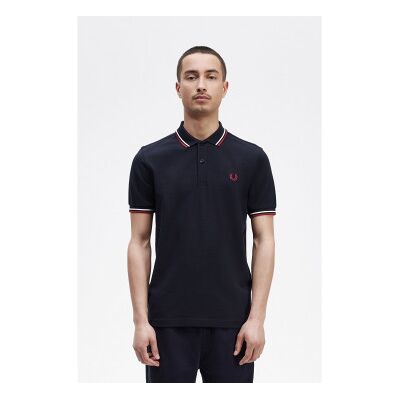 Fred Perry für Herren. M3600 Polo Twin Tipped marineblau (S), Lässig, Baumwolle, Kurzarm Fred Perry für Herren. M3600 Polo Twin Tipped marineblau (S), Lässig, Baumwolle, Kurzarm