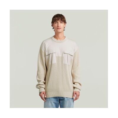 G-Star für Herren. D26725-C868-1603 Beigefarbener Woven Mix-Pullover (L), Lässig, Baumwolle, Langarm G-Star für Herren. D26725-C868-1603 Beigefarbener Woven Mix-Pullover (L), Lässig, Baumwolle, Langarm