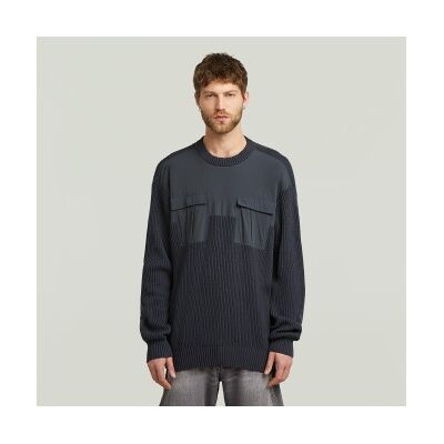 G-Star für Herren. D26725-C868-H392 Marineblauer Woven Mix-Pullover (L), Lässig, Baumwolle G-Star für Herren. D26725-C868-H392 Marineblauer Woven Mix-Pullover (L), Lässig, Baumwolle