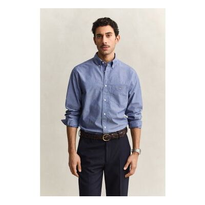 Gant für Herren. 3000100 Klassisches Regular Fit Hemd aus blauem Popeline (XL), Lässig, Baumwolle, Langarm Gant für Herren. 3000100 Klassisches Regular Fit Hemd aus blauem Popeline (XL), Lässig, Baumwolle, Langarm