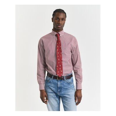 Gant für Herren. 3000130 Burgunderfarbenes gestreiftes Popeline-Hemd Regular Fit (M), Rot, Lässig, Baumwolle, Klassisch, Langarm, Bordeaux Gant für Herren. 3000130 Burgunderfarbenes gestreiftes Popeline-Hemd Regular Fit (M), Rot, Lässig, Baumwolle, Klassisch, Langarm, Bordeaux