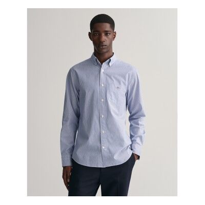 Gant für Herren. 3000140 Popeline-Hemd Regular Fit Banker Stripe blau (XS), Lässig, Baumwolle, Langarm Gant für Herren. 3000140 Popeline-Hemd Regular Fit Banker Stripe blau (XS), Lässig, Baumwolle, Langarm