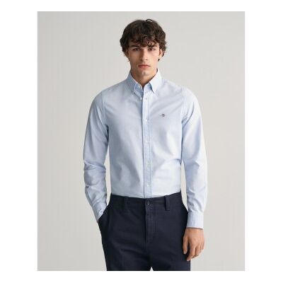 Gant für Herren. 3230115 Slim Fit Stretch Oxford Hemd blau (S), Lässig, Baumwolle, Klassisch, Langarm Gant für Herren. 3230115 Slim Fit Stretch Oxford Hemd blau (S), Lässig, Baumwolle, Klassisch, Langarm