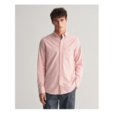 Gant für Herren. 3240060 Regular Fit Hemd aus Leinen und Baumwolle mit rosa Streifen (L), Lässig, Langarm Gant für Herren. 3240060 Regular Fit Hemd aus Leinen und Baumwolle mit rosa Streifen (L), Lässig, Langarm