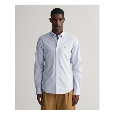 Gant für Herren. 3000102 Schmal geschnittenes blaues Popeline-Hemd (XXL), Lässig, Baumwolle, Klassisch, Langarm Gant für Herren. 3000102 Schmal geschnittenes blaues Popeline-Hemd (XXL), Lässig, Baumwolle, Klassisch, Langarm