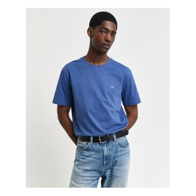 Gant für Herren. 2003184 Schild T-shirt blau (M), Lässig, Baumwolle, Kurzarm Gant für Herren. 2003184 Schild T-shirt blau (M), Lässig, Baumwolle, Kurzarm