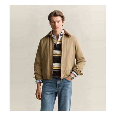 Gant für Herren. 7006687 Beige Harrington-Jacke aus Moleskin (M), Lässig, Baumwolle, Taupe Gant für Herren. 7006687 Beige Harrington-Jacke aus Moleskin (M), Lässig, Baumwolle, Taupe