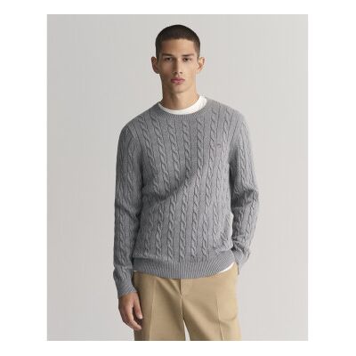 Gant für Herren. 8050601 Grauer Pullover mit Rundhalsausschnitt (M), Lässig, Baumwolle Gant für Herren. 8050601 Grauer Pullover mit Rundhalsausschnitt (M), Lässig, Baumwolle