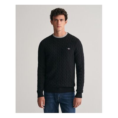 Gant für Herren. 8050601 Schwarzer Pullover mit Rundhalsausschnitt (3XL), Lässig, Baumwolle Gant für Herren. 8050601 Schwarzer Pullover mit Rundhalsausschnitt (3XL), Lässig, Baumwolle