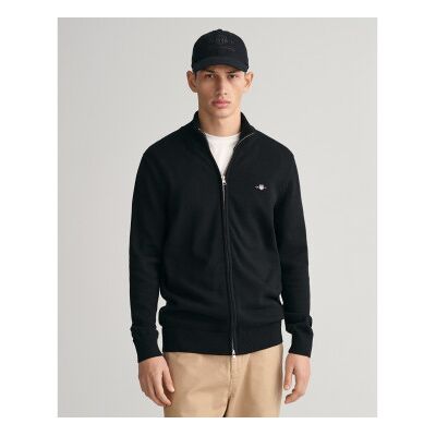 Gant für Herren. 8030164 Zip-Strickjacke Casual schwarz (S), Lässig, Baumwolle, Langarm Gant für Herren. 8030164 Zip-Strickjacke Casual schwarz (S), Lässig, Baumwolle, Langarm