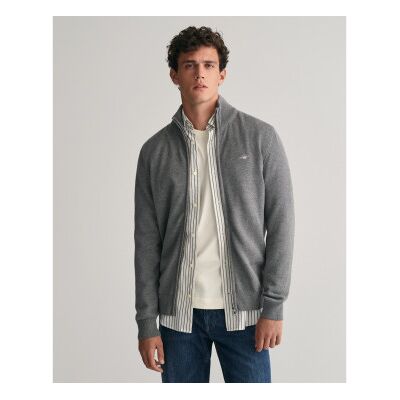 Gant für Herren. 8030164 Lässige Baumwoll-Strickjacke mit grauem Reißverschluss (XXL), Baumwolle, Langarm Gant für Herren. 8030164 Lässige Baumwoll-Strickjacke mit grauem Reißverschluss (XXL), Baumwolle, Langarm