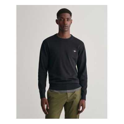 Gant für Herren. 8030561 Klassischer schwarzer Baumwollpullover mit Rundhalsausschnitt (3XL), Lässig, Baumwolle Gant für Herren. 8030561 Klassischer schwarzer Baumwollpullover mit Rundhalsausschnitt (3XL), Lässig, Baumwolle