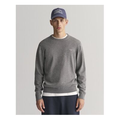 Gant für Herren. 8030561 Klassischer Baumwollpullover mit Rundhalsausschnitt Grau (XXL), Lässig, Baumwolle Gant für Herren. 8030561 Klassischer Baumwollpullover mit Rundhalsausschnitt Grau (XXL), Lässig, Baumwolle