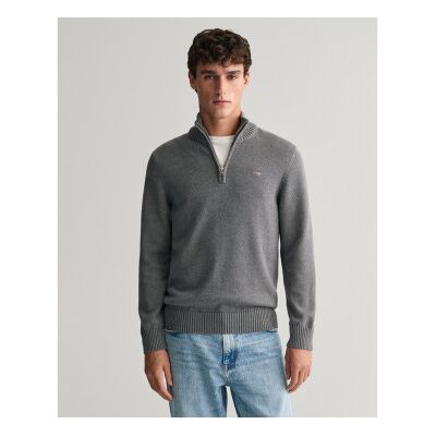 Gant für Herren. 8030170 Baumwoll-Pullover mit halbem Reißverschluss Lässig dunkelgrau (S), Baumwolle Gant für Herren. 8030170 Baumwoll-Pullover mit halbem Reißverschluss Lässig dunkelgrau (S), Baumwolle