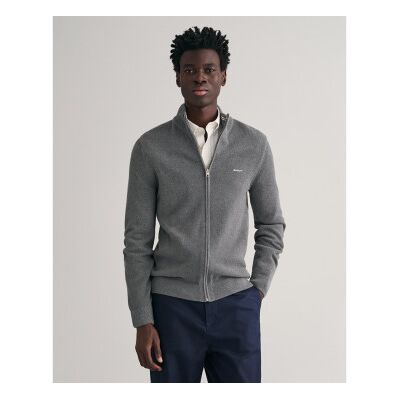 Gant für Herren. 8040524 Graue Strickjacke mit Reißverschluss (S), Lässig, Baumwolle, Langarm Gant für Herren. 8040524 Graue Strickjacke mit Reißverschluss (S), Lässig, Baumwolle, Langarm