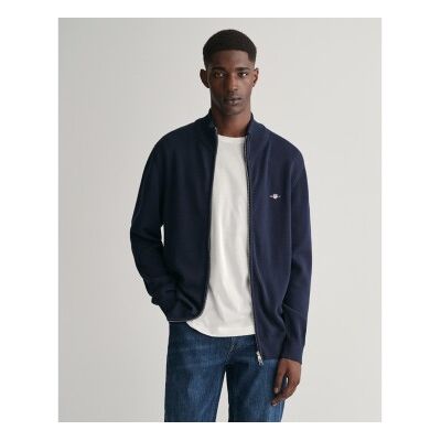 Gant für Herren. 8030164 Zip-Strickjacke Casual Baumwolle Navy (3XL), Lässig, Langarm, Marine Gant für Herren. 8030164 Zip-Strickjacke Casual Baumwolle Navy (3XL), Lässig, Langarm, Marine