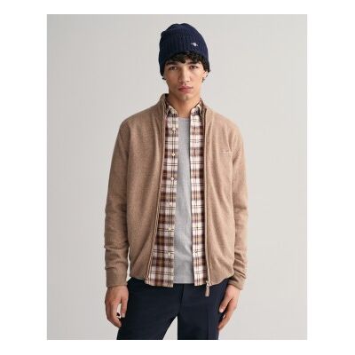 Gant für Herren. 87214 Sehr feine Strickjacke aus Schafwolle mit braunem Reißverschluss (S), Lässig, Baumwolle Gant für Herren. 87214 Sehr feine Strickjacke aus Schafwolle mit braunem Reißverschluss (S), Lässig, Baumwolle