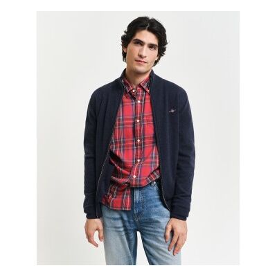 Gant für Herren. 87214 Strickjacke aus sehr feiner Schafwolle mit marinefarbenem Reißverschluss (S), Lässig Gant für Herren. 87214 Strickjacke aus sehr feiner Schafwolle mit marinefarbenem Reißverschluss (S), Lässig