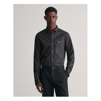Gant für Herren. 3000102 Klassisches Popeline-Hemd Slim Fit schwarz (S), Lässig, Party, Baumwolle, Langarm, Nachhaltig Gant für Herren. 3000102 Klassisches Popeline-Hemd Slim Fit schwarz (S), Lässig, Party, Baumwolle, Langarm, Nachhaltig