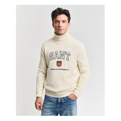 Gant für Herren. 8030224 Grafischer beiger Pullover (M), Lässig, Baumwolle Gant für Herren. 8030224 Grafischer beiger Pullover (M), Lässig, Baumwolle