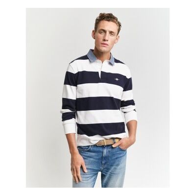 Gant für Herren. 2004083 Polo Heavy Gestreiftes Chambray-Polo Weiß, Navy (XS), Lässig, Baumwolle, Langarm, Marine Gant für Herren. 2004083 Polo Heavy Gestreiftes Chambray-Polo Weiß, Navy (XS), Lässig, Baumwolle, Langarm, Marine