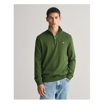 Gant für Herren. 8030195 Pullover mit halbem Reißverschluss Flamme grün (M), Lässig, Baumwolle Gant für Herren. 8030195 Pullover mit halbem Reißverschluss Flamme grün (M), Lässig, Baumwolle
