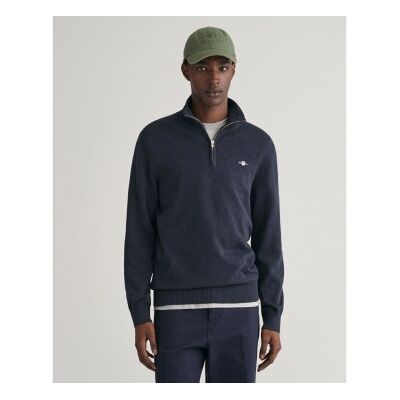 Gant für Herren. 8030195 Cotton Flamme navy Pullover mit halbem Reißverschluss (L), Lässig, Baumwolle, Langarm, Marine Gant für Herren. 8030195 Cotton Flamme navy Pullover mit halbem Reißverschluss (L), Lässig, Baumwolle, Langarm, Marine