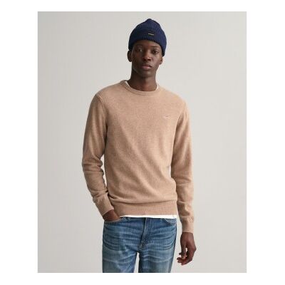 Gant für Herren. 87211 Pullover mit Rundhalsausschnitt aus feiner brauner Wolle (3XL), Lässig, Langarm Gant für Herren. 87211 Pullover mit Rundhalsausschnitt aus feiner brauner Wolle (3XL), Lässig, Langarm