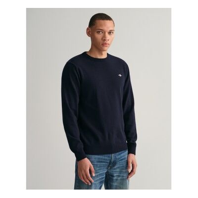Gant für Herren. 87211 Marineblauer Pullover mit Rundhalsausschnitt (M), Lässig, Wolle, Langarm Gant für Herren. 87211 Marineblauer Pullover mit Rundhalsausschnitt (M), Lässig, Wolle, Langarm