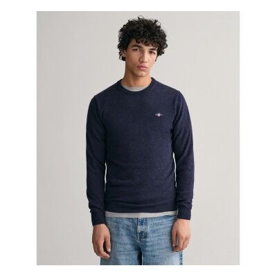 Gant für Herren. 87211 Marineblauer Pullover mit Rundhalsausschnitt (S), Lässig, Wolle Gant für Herren. 87211 Marineblauer Pullover mit Rundhalsausschnitt (S), Lässig, Wolle