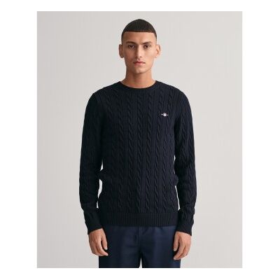 Gant für Herren. 8050601 Marineblauer Pullover mit geripptem Rundhalsausschnitt (XL), Lässig, Baumwolle, Langarm Gant für Herren. 8050601 Marineblauer Pullover mit geripptem Rundhalsausschnitt (XL), Lässig, Baumwolle, Langarm