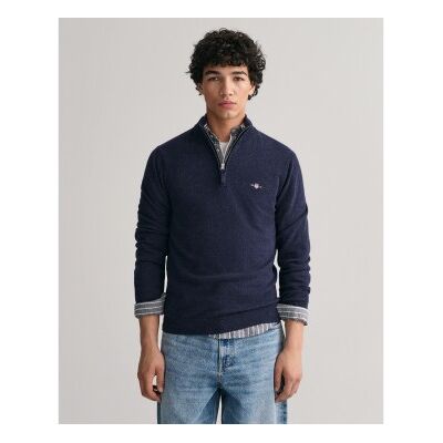Gant für Herren. 87213 Sehr feiner Pullover aus Schafwolle mit marinefarbenem Halbreißverschluss (3XL), Lässig, Baumwolle Gant für Herren. 87213 Sehr feiner Pullover aus Schafwolle mit marinefarbenem Halbreißverschluss (3XL), Lässig, Baumwolle