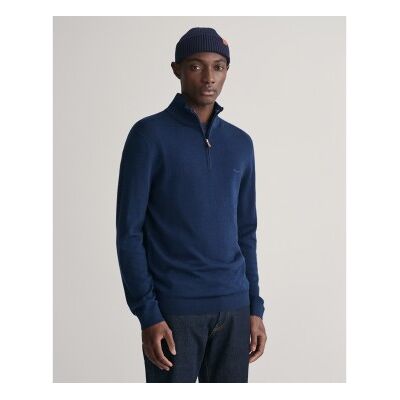 Gant für Herren. 8050206 Pullover aus extrafeiner Merinowolle mit halbem Reißverschluss marineblau (M-), Lässig Gant für Herren. 8050206 Pullover aus extrafeiner Merinowolle mit halbem Reißverschluss marineblau (M-), Lässig
