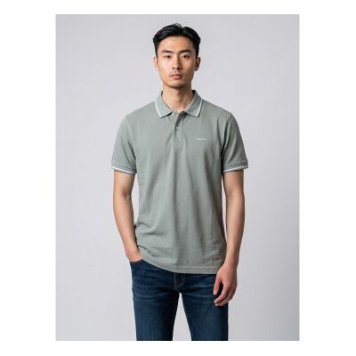 Gant für Herren. 2062034 Piqué-Poloshirt mit grüner Paspel (L), Lässig, Baumwolle, Kurzarm Gant für Herren. 2062034 Piqué-Poloshirt mit grüner Paspel (L), Lässig, Baumwolle, Kurzarm
