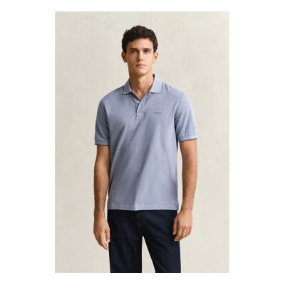 Gant für Herren. 2014102 Zweifarbiges blaues Poloshirt (L), Lässig, Baumwolle, Kurzarm Gant für Herren. 2014102 Zweifarbiges blaues Poloshirt (L), Lässig, Baumwolle, Kurzarm
