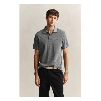 Gant für Herren. 2014102 Zweifarbiges graues Poloshirt (S), Lässig, Baumwolle, Kurzarm Gant für Herren. 2014102 Zweifarbiges graues Poloshirt (S), Lässig, Baumwolle, Kurzarm