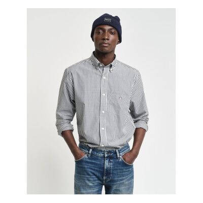 Gant für Herren. 3000130 Hemd Regular Fit schwarz gestreiftes Popeline-Hemd (L), Lässig, Baumwolle, Klassisch, Langarm Gant für Herren. 3000130 Hemd Regular Fit schwarz gestreiftes Popeline-Hemd (L), Lässig, Baumwolle, Klassisch, Langarm
