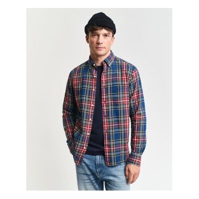 Gant für Herren. 3250012 Indigokariertes Hemd Regular Fit blau (L), Lässig, Baumwolle, Langarm Gant für Herren. 3250012 Indigokariertes Hemd Regular Fit blau (L), Lässig, Baumwolle, Langarm
