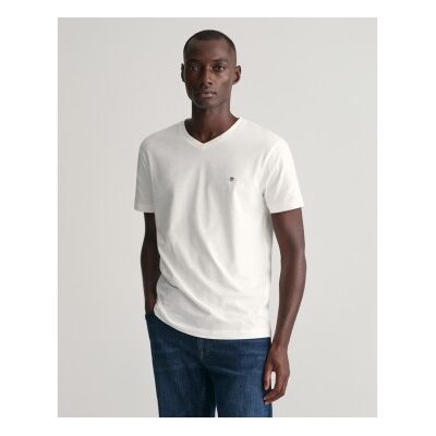Gant für Herren. 2003186 Shield V-Neck T-Shirt weiß (XXS), Lässig, Baumwolle, Kurzarm Gant für Herren. 2003186 Shield V-Neck T-Shirt weiß (XXS), Lässig, Baumwolle, Kurzarm