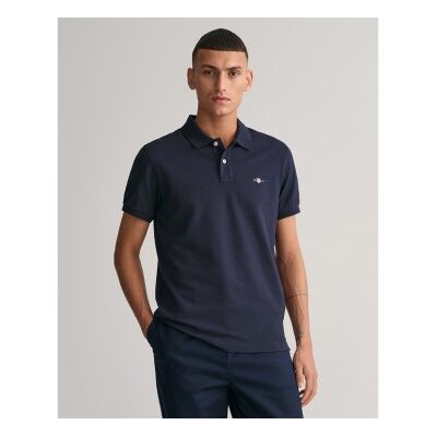 Gant für Herren. 2220 Schmal geschnittenes marineblaues Shield-Piqué-Poloshirt (XL), Lässig, Baumwolle, Kurzarm Gant für Herren. 2220 Schmal geschnittenes marineblaues Shield-Piqué-Poloshirt (XL), Lässig, Baumwolle, Kurzarm
