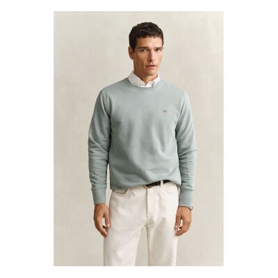Gant für Herren. 2006065 Shield Sweatshirt mit Rundhalsausschnitt grau-grün (S), Lässig, Baumwolle Gant für Herren. 2006065 Shield Sweatshirt mit Rundhalsausschnitt grau-grün (S), Lässig, Baumwolle