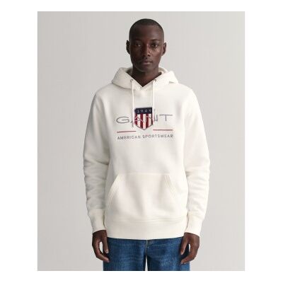 Gant für Herren. 2047082 Archiv Shield Kapuzenpulli weiß (5XL), Lässig, Baumwolle, Langarm Gant für Herren. 2047082 Archiv Shield Kapuzenpulli weiß (5XL), Lässig, Baumwolle, Langarm